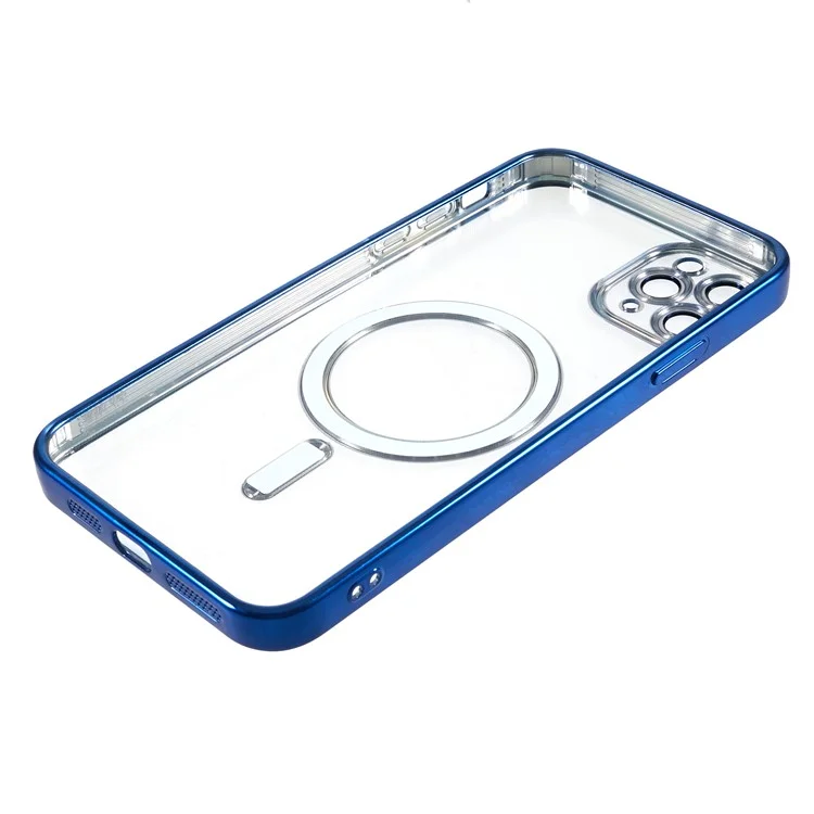 For iPhone 11 Pro 5.8 inch Magnetic Case Compatible with MagSafe Precise Cutouts TPU Phone Cover with Lens Film - Blue