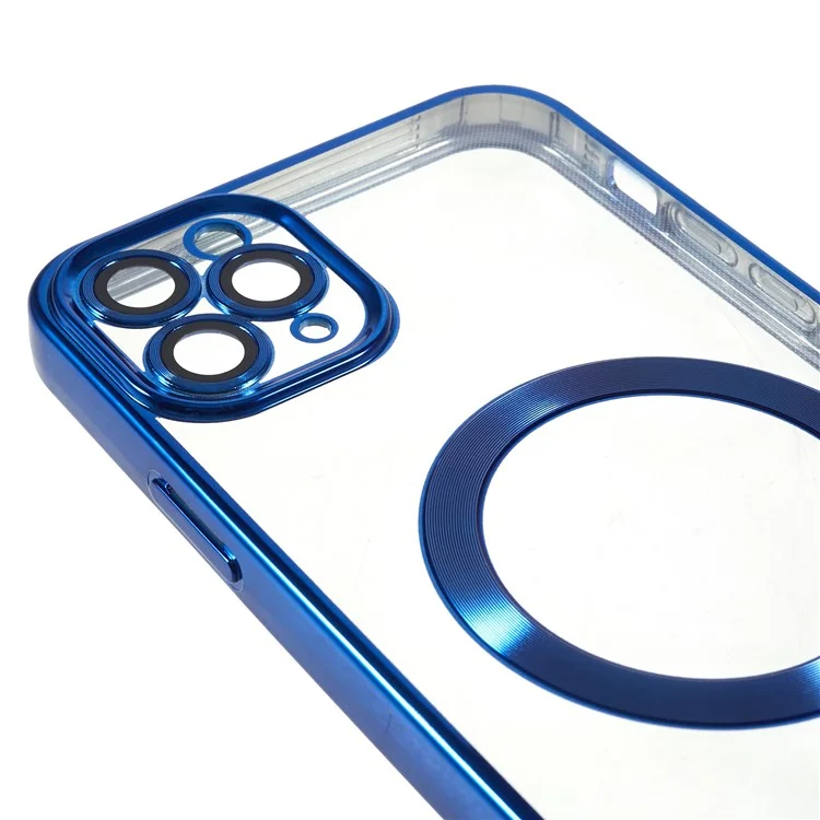 For iPhone 11 Pro 5.8 inch Magnetic Case Compatible with MagSafe Precise Cutouts TPU Phone Cover with Lens Film - Blue