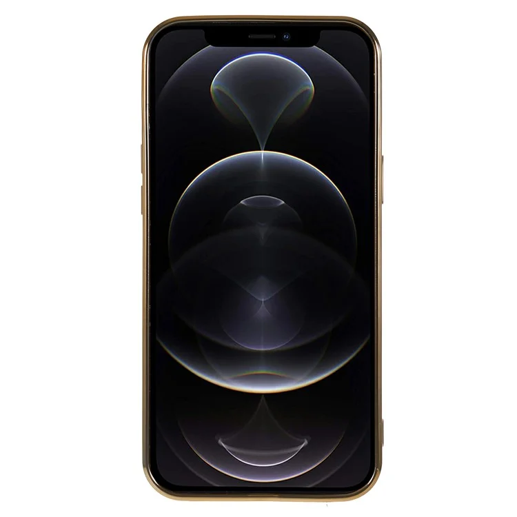 For iPhone 12 Pro Max 6.7 inch Clear TPU Phone Case Precise Cutouts Magnetic Cover with Lens Protector - Gold