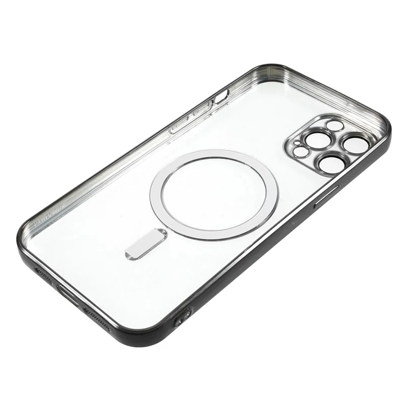For iPhone 12 Pro Magnetic Phone Case Compatible with MagSafe, PC Lens Protector Phone TPU Cover - Black