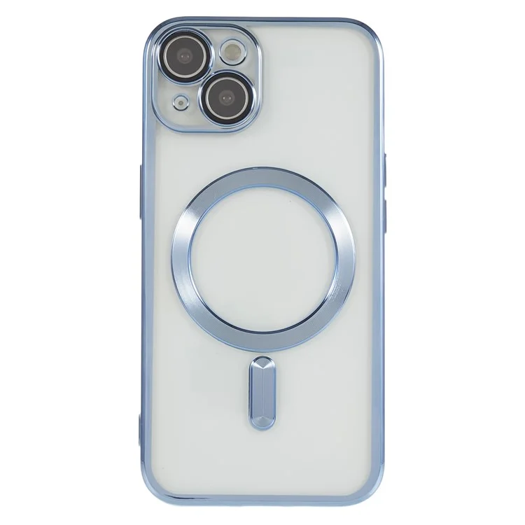 Para iPhone 14 TPU Phone Case Precise Cutouts Magnetic Cover with PC Lens Protector - Baby Blue