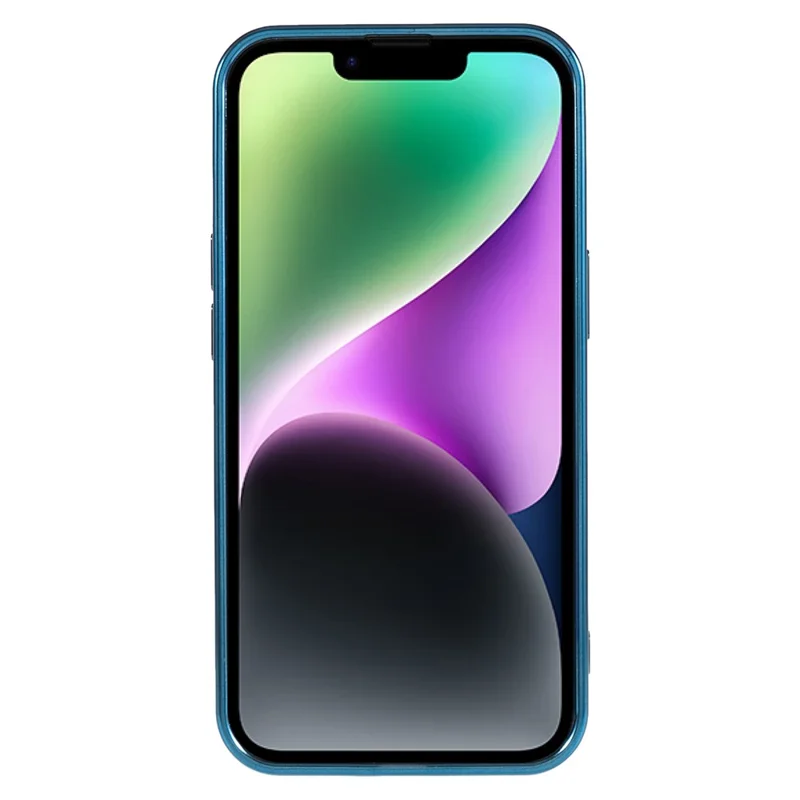 For iPhone 14 TPU Phone Case Precise Cutouts Magnetic Cover with PC Lens Protector - Blue