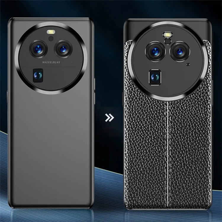 Capa de Telefone Macia de TPU para Oppo Find X6 Pro, Capa Protetora de Telefone com Textura de Lichia - Preta