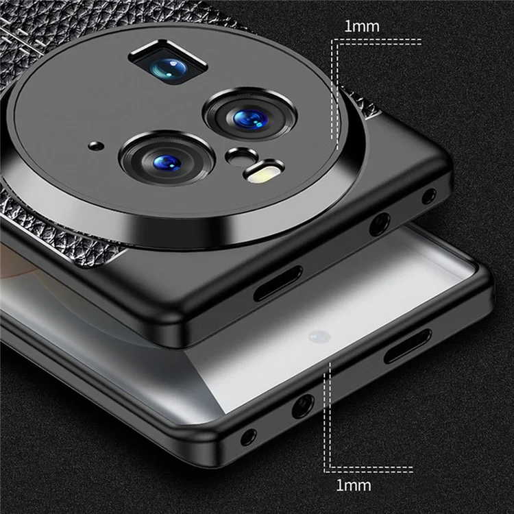 Capa de Telefone Macia de TPU para Oppo Find X6 Pro, Capa Protetora de Telefone com Textura de Lichia - Preta