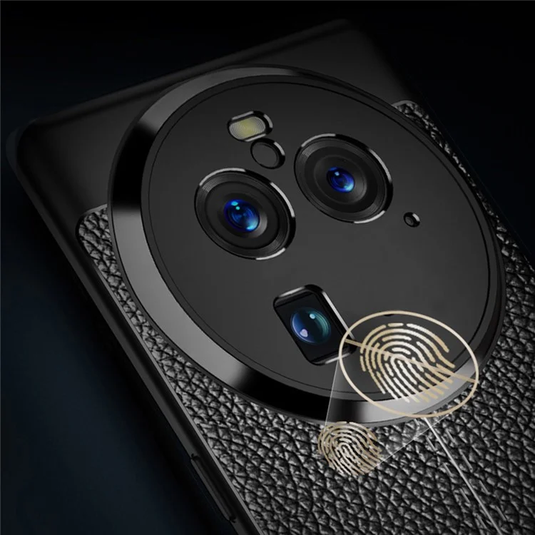 Capa de Telefone Macia de TPU para Oppo Find X6 Pro, Capa Protetora de Telefone com Textura de Lichia - Preta