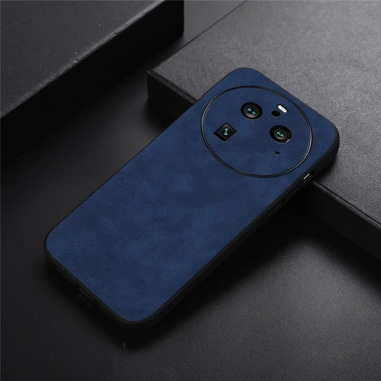 Für Oppo Find X6 Pro Handyhülle Textur Leder+PC+TPU Kratzfeste Handyhülle - Blau
