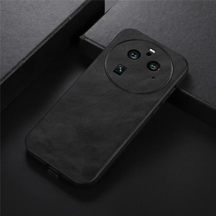 Per Oppo Find X6 Pro Cowhide Texture Phone Case Custodia in pelle rivestita in TPU+PC - Nero
