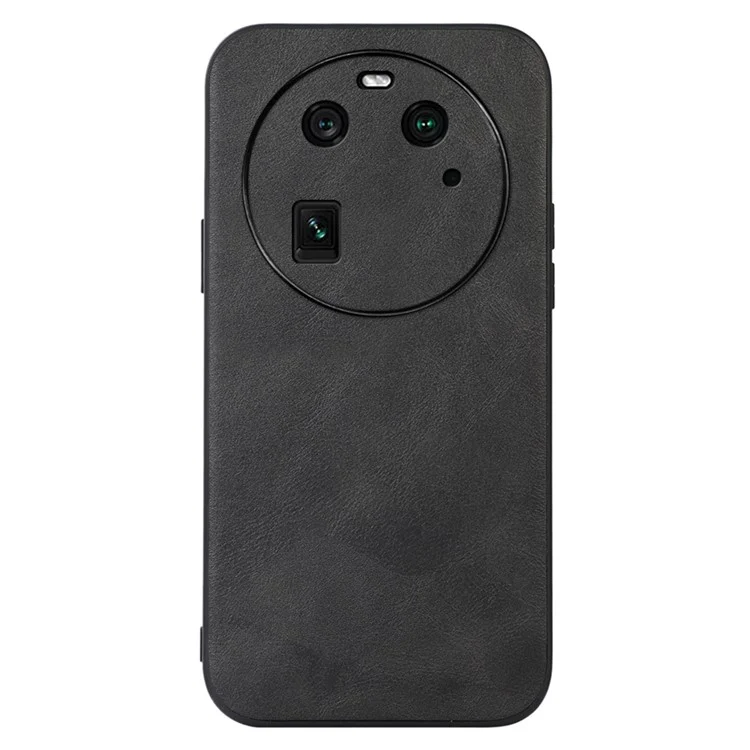 Pour Oppo Find X6 Cowhide Texture Phone Case Leather Coated TPU+PC Smartphone Cover - Noir