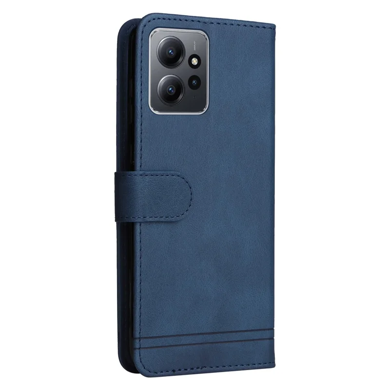 For Xiaomi Redmi Note 12 4G Leather Wallet Cases Skin Touch Phone Cover Stand with Strap - Blue