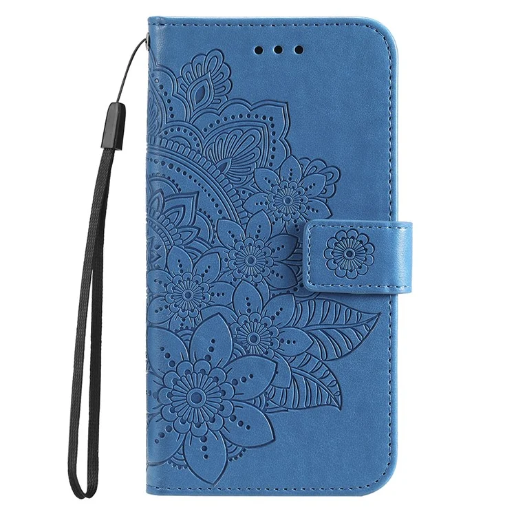 Per Xiaomi Redmi Note 12 4G Flower Imprinting Phone Leather Case Stand Wallet Phone Cover - Blue