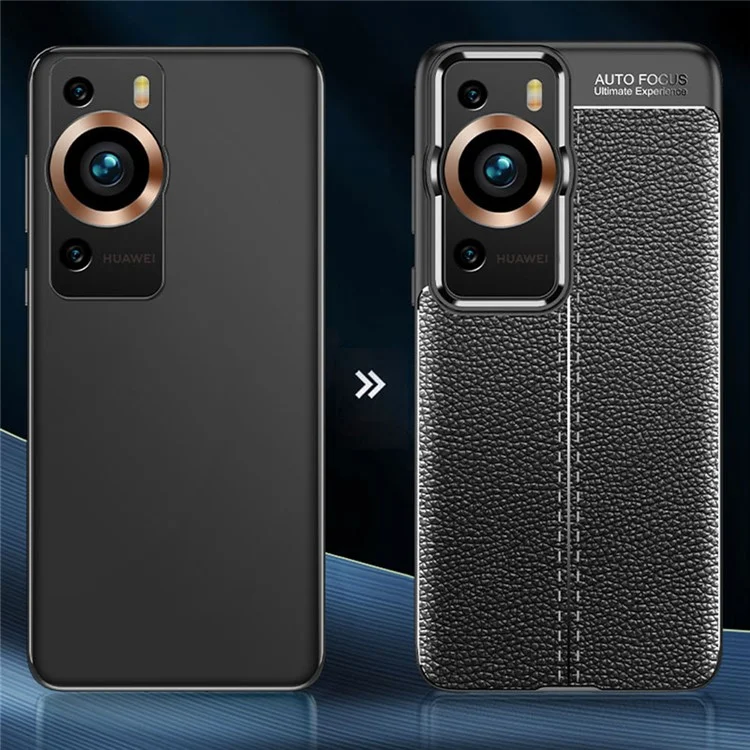 Pour Huawei P60 / P60 Pro Litchi Texture TPU Coque de Téléphone Anti-chute Housse de Smartphone - Noir
