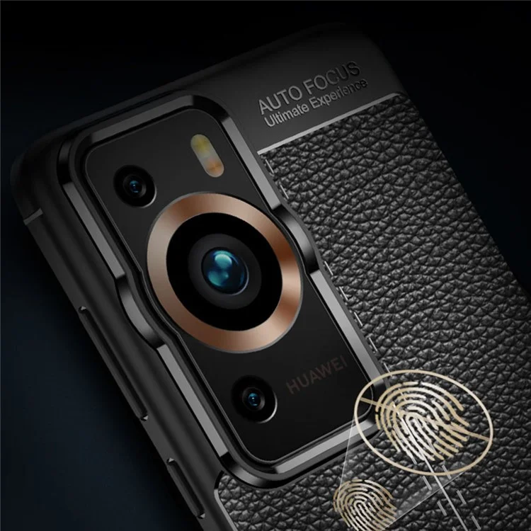Pour Huawei P60 / P60 Pro Litchi Texture TPU Coque de Téléphone Anti-chute Housse de Smartphone - Noir