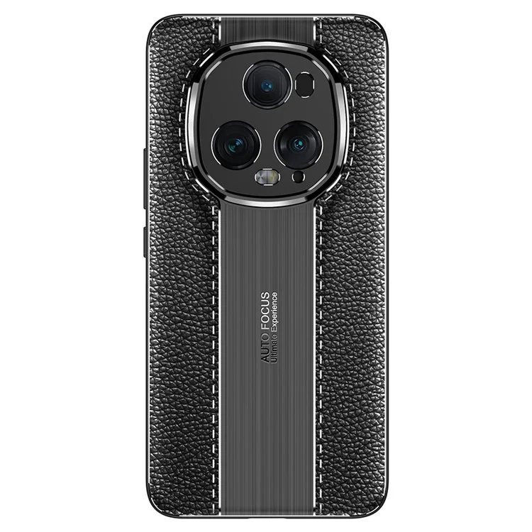 Capa de telefone móvel For Honor Magic5 Ultimate 5G com textura de lichia, TPU macio - Preto 
