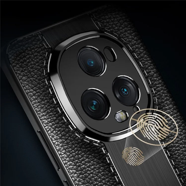 Capa de telefone móvel For Honor Magic5 Ultimate 5G com textura de lichia, TPU macio - Preto 