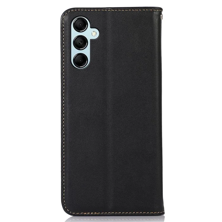 KHAZNEH Pour Samsung Galaxy M14 5G Stand Wallet Phone Case RFID Blocking Genuine Cowhide Leather Cover - Black
