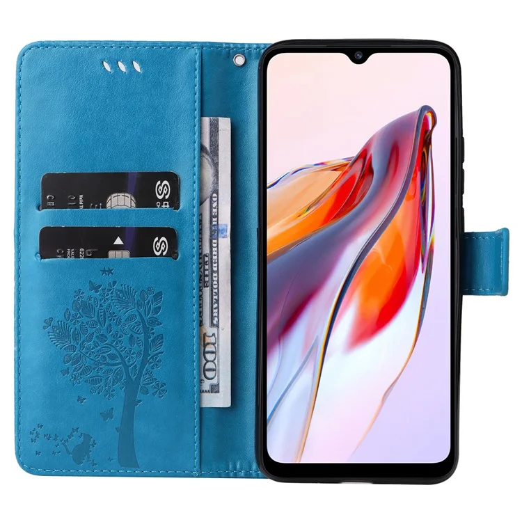 Чехол-книжка для Xiaomi Redmi 12C 4G / 11A 4G с цветочным рисунком от KT Imprinting - Синий