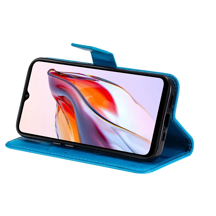 Чехол-книжка для Xiaomi Redmi 12C 4G / 11A 4G с цветочным рисунком от KT Imprinting - Синий