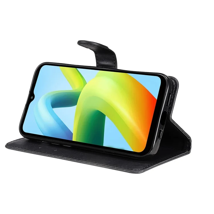 Wallet Phone Case für Xiaomi Redmi A1+ 4G / A2+ 4G / Poco C50 4G PU Leder Klappcover Einfarbig Stoßfeste Abdeckung mit Riemen - Schwarz
