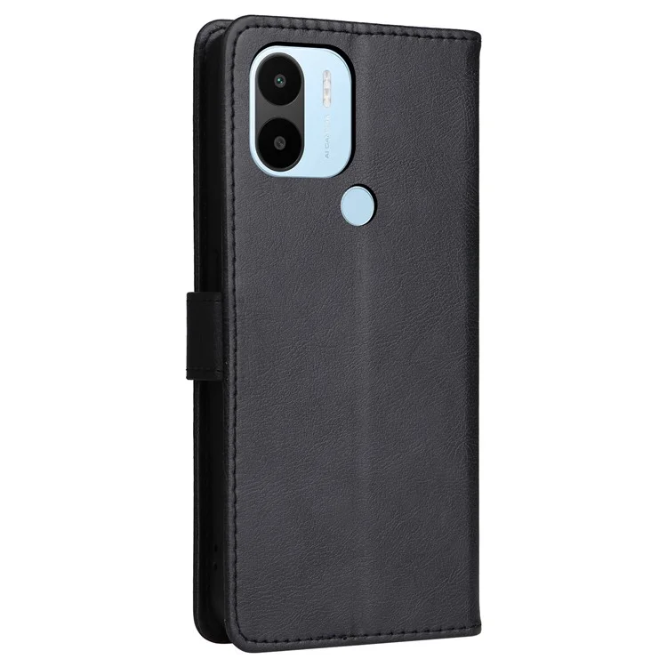 Wallet Phone Case für Xiaomi Redmi A1+ 4G / A2+ 4G / Poco C50 4G PU Leder Klappcover Einfarbig Stoßfeste Abdeckung mit Riemen - Schwarz