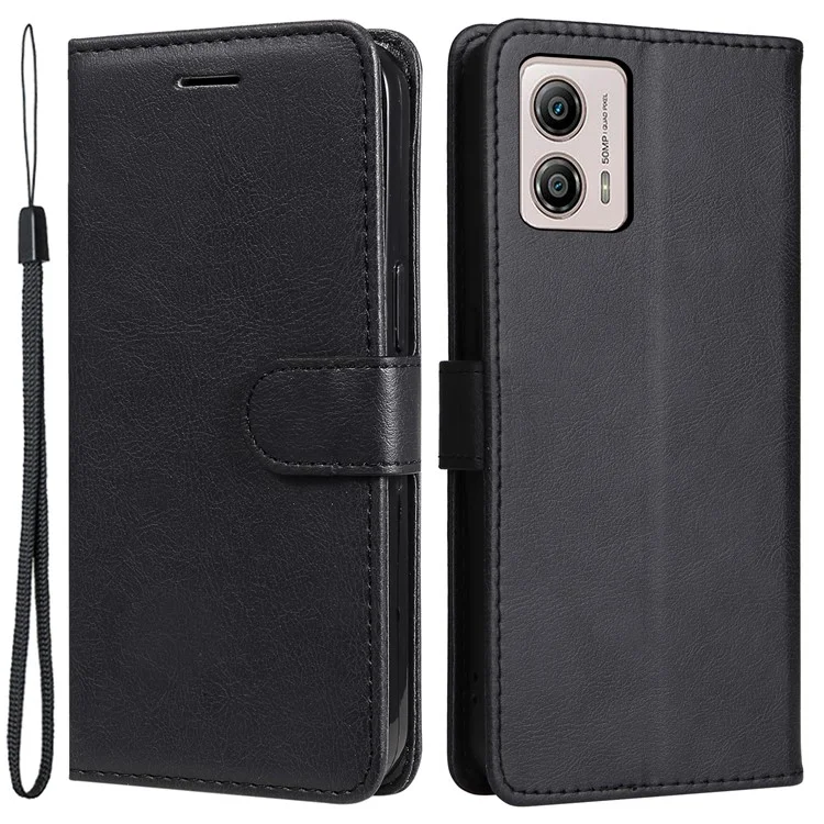 Per Motorola Moto G13 4G / G23 4G / G53 5G Custodia per telefono in pelle sintetica con portafoglio e supporto - Nero