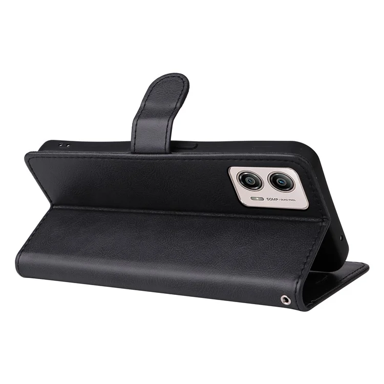 Per Motorola Moto G13 4G / G23 4G / G53 5G Custodia per telefono in pelle sintetica con portafoglio e supporto - Nero