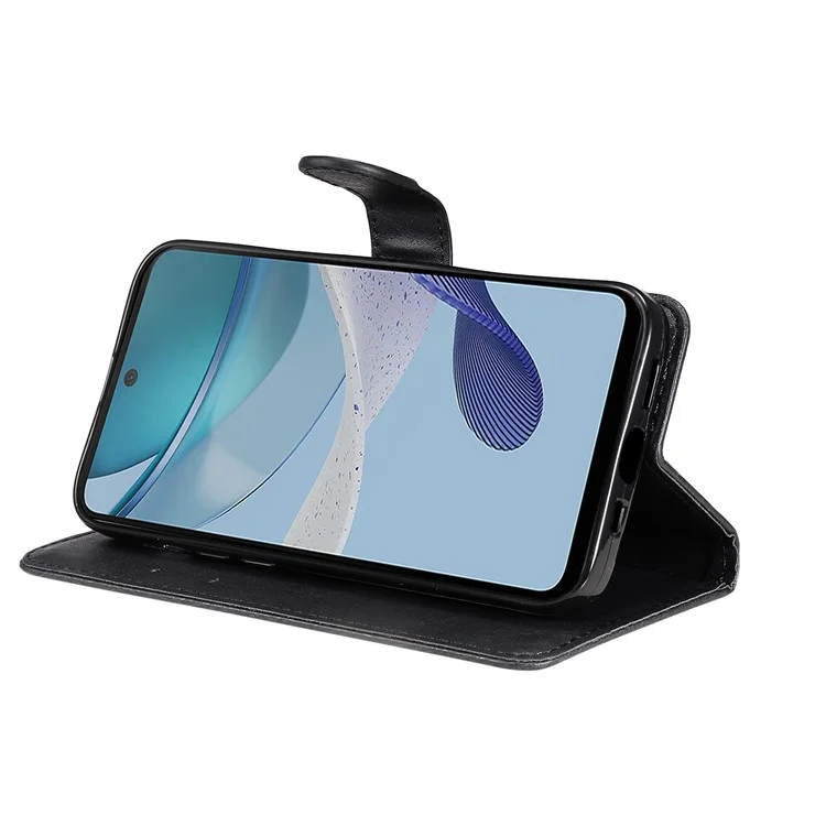 Per Motorola Moto G13 4G / G23 4G / G53 5G Custodia per telefono in pelle sintetica con portafoglio e supporto - Nero