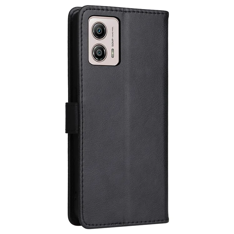 Per Motorola Moto G13 4G / G23 4G / G53 5G Custodia per telefono in pelle sintetica con portafoglio e supporto - Nero