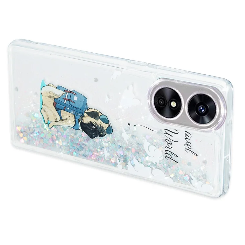 For Oppo A17 4G / A17k 4G Quicksand Phone Case Embossment Pattern Anti-drop Phone TPU Cover - Dog