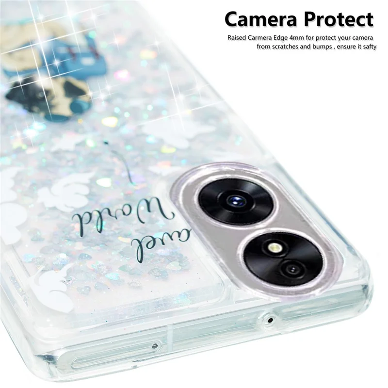 For Oppo A17 4G / A17k 4G Quicksand Phone Case Embossment Pattern Anti-drop Phone TPU Cover - Dog