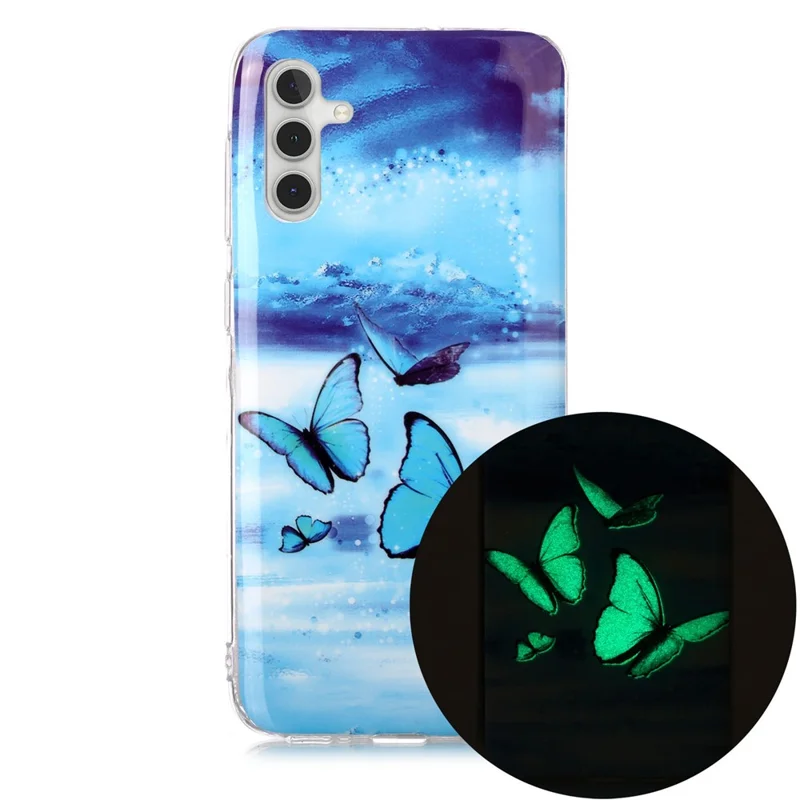 For Samsung Galaxy A24 4G (162.1 x 77.6 x 8.3mm) Phone Case Luminous Patterned IMD TPU Back Case - Butterflies