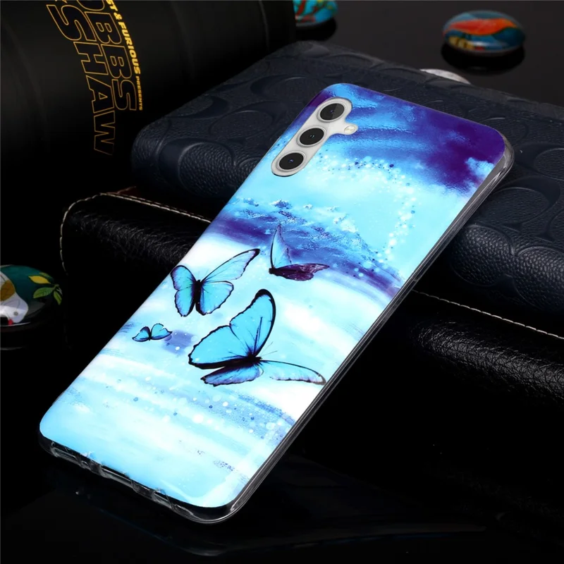 For Samsung Galaxy A24 4G (162.1 x 77.6 x 8.3mm) Phone Case Luminous Patterned IMD TPU Back Case - Butterflies