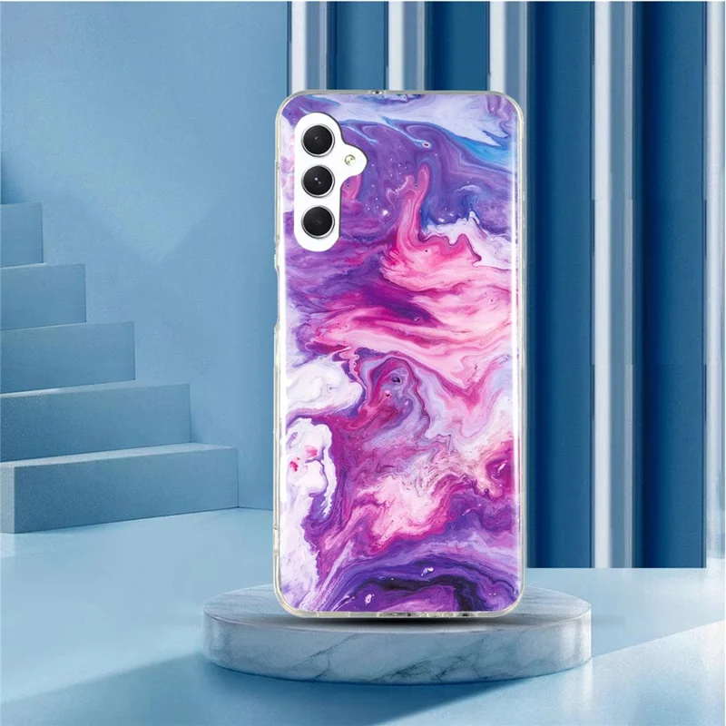 Pour Samsung Galaxy A54 5G Marble Pattern Phone TPU Case Anti-scratch IMD Phone Cover - Red