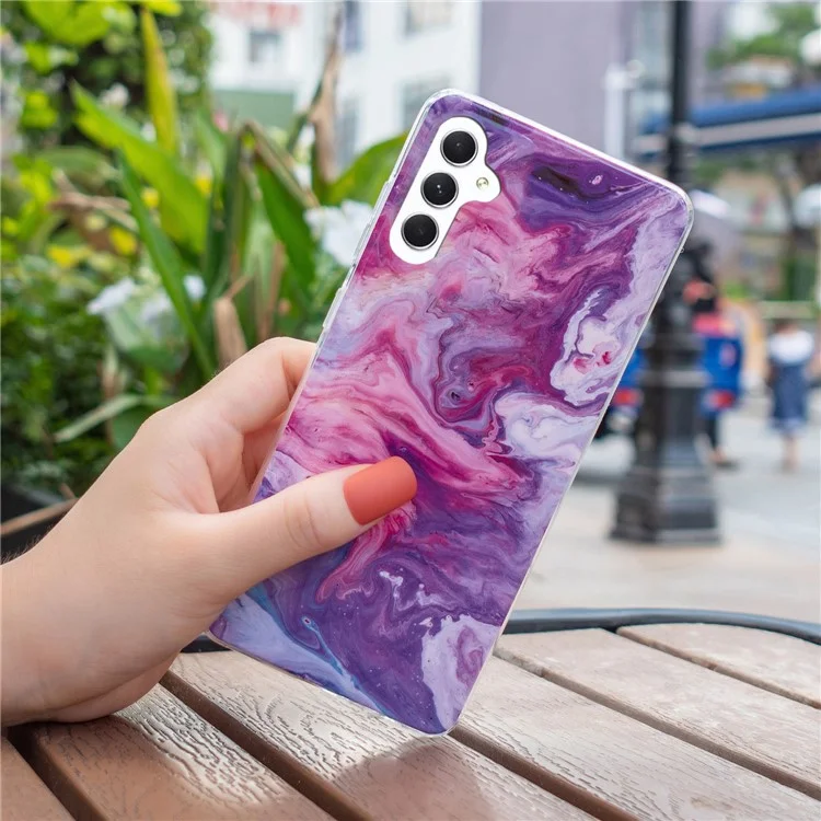 Pour Samsung Galaxy A54 5G Marble Pattern Phone TPU Case Anti-scratch IMD Phone Cover - Red
