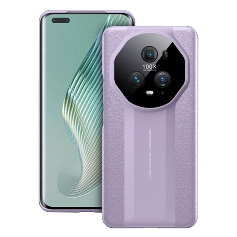 For Honor Magic5 Pro Anti-drop Phone Case Full Lens Protection Leather Coated PC Cover - Purple