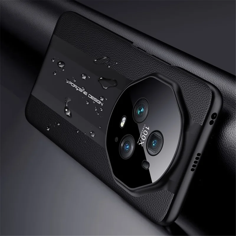 For Honor Magic5 Pro Anti-drop Phone Case Full Lens Protection Leather Coated PC Cover - Purple