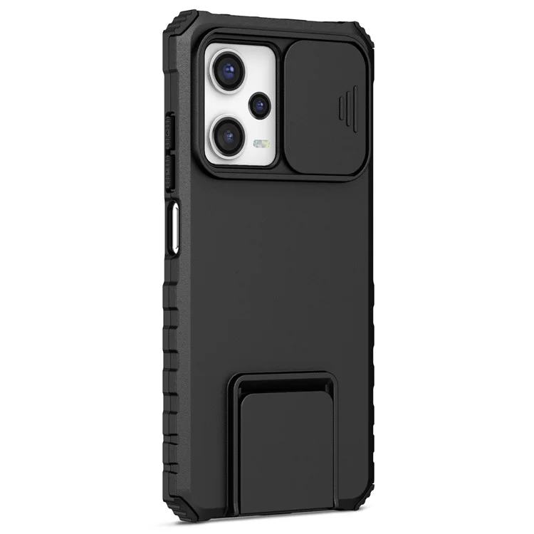 Kickstand Phone Case for Xiaomi Redmi Note 12 Pro 5G / Note 12 Pro Speed 5G / Poco X5 Pro 5G , Slide Camera Protection PC + TPU Back Cover - Black