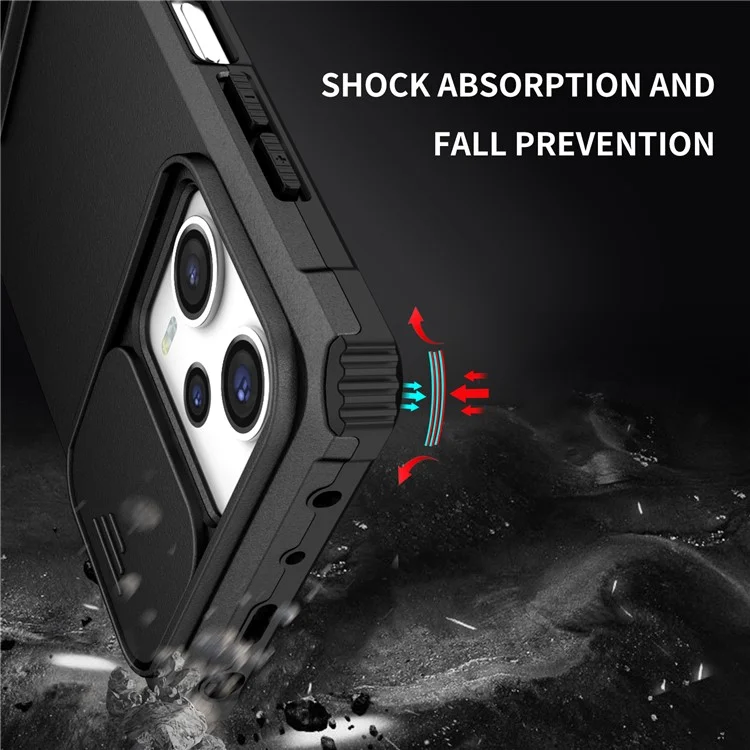 Kickstand Phone Case for Xiaomi Redmi Note 12 Pro 5G / Note 12 Pro Speed 5G / Poco X5 Pro 5G , Slide Camera Protection PC + TPU Back Cover - Black