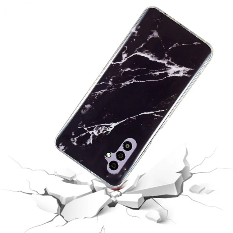 For Samsung Galaxy A34 5G IMD Marble Pattern TPU Case Bump Proof Back Protector Phone Cover - Black
