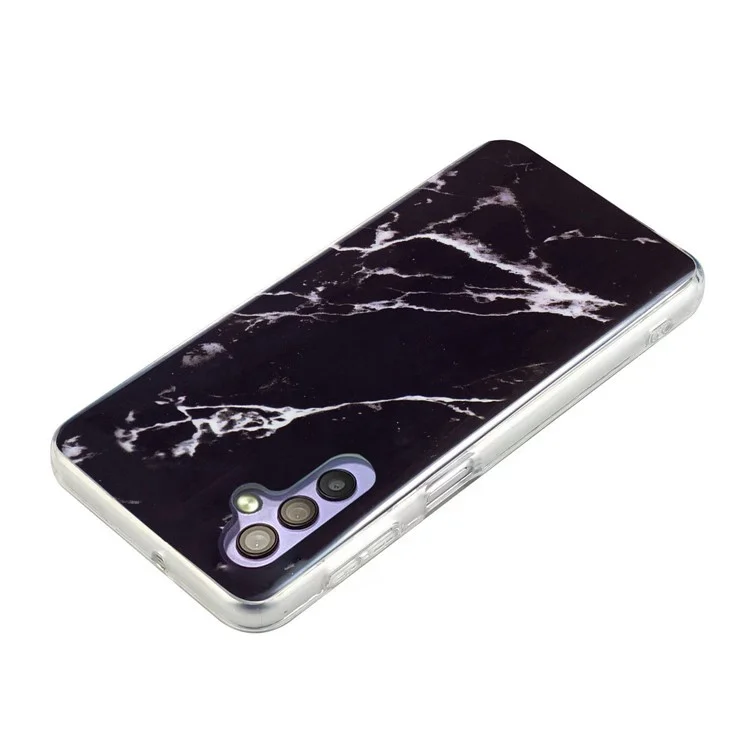 For Samsung Galaxy A34 5G IMD Marble Pattern TPU Case Bump Proof Back Protector Phone Cover - Black