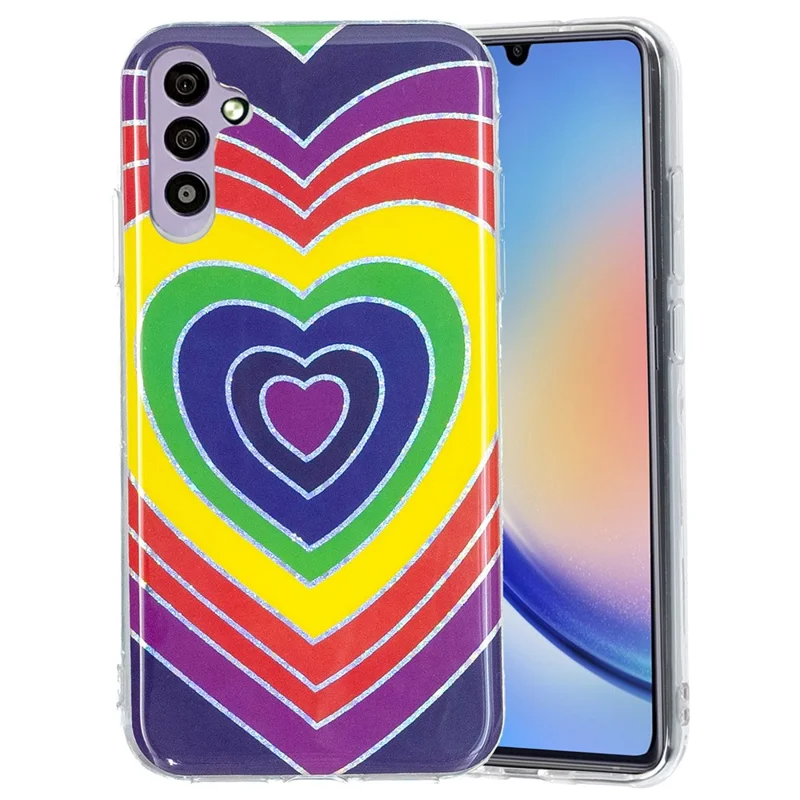 For Samsung Galaxy A34 5G Soft TPU Phone Case Electroplating Pattern IMD Cover - Electroplated Heart