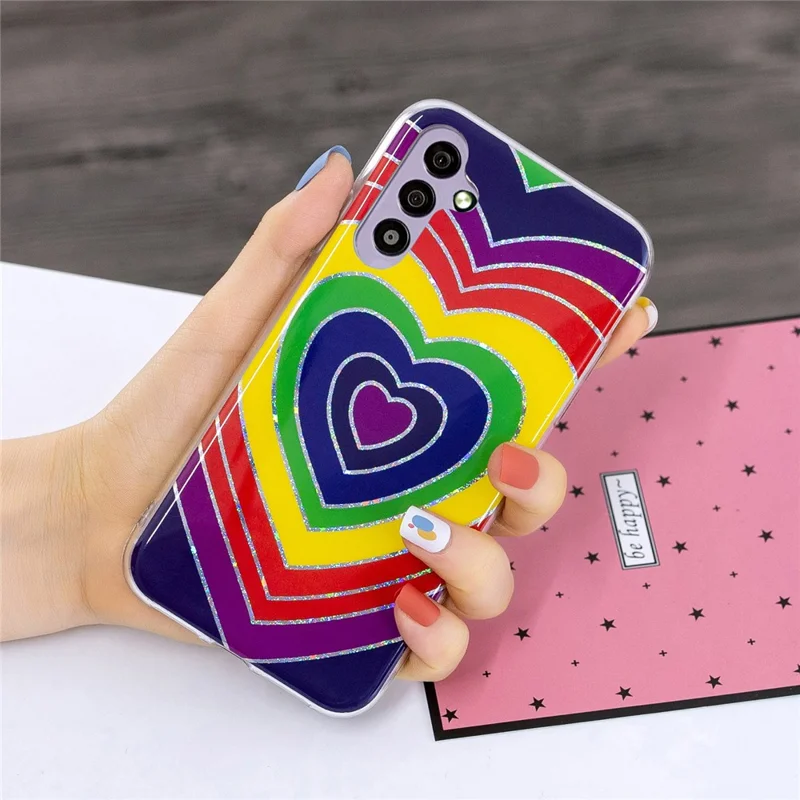 For Samsung Galaxy A34 5G Soft TPU Phone Case Electroplating Pattern IMD Cover - Electroplated Heart