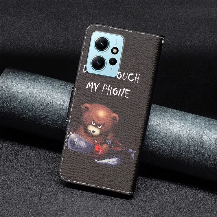 Pour Xiaomi Redmi Note 12 4G Anti-drop Pattern Printing Phone Case PU Leather Wallet Stand Cover - Bear