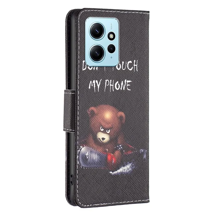 Pour Xiaomi Redmi Note 12 4G Anti-drop Pattern Printing Phone Case PU Leather Wallet Stand Cover - Bear