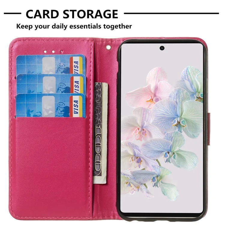 B40 Funda de Teléfono con Soporte para Google Pixel 7 5G Anti-Polvo, Cuero PU+TPU - Rosa