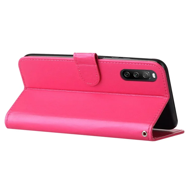 B40 For Sony Xperia 10 V Anti-Fingerprint Wallet Stand Phone Cover PU Leather Phone Case Shell - Rose