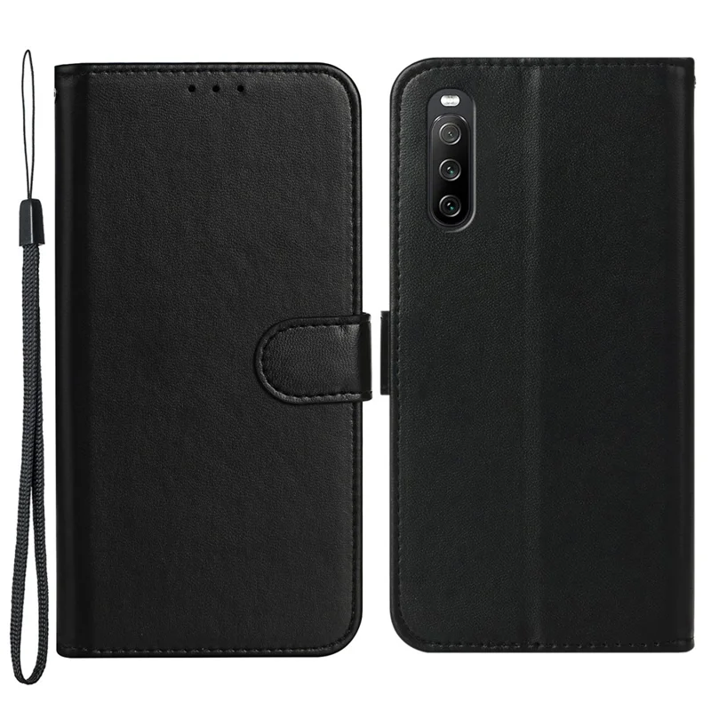 B40 For Sony Xperia 10 V Anti-Fingerprint Wallet Stand Phone Cover PU Leather Phone Case Shell - Black