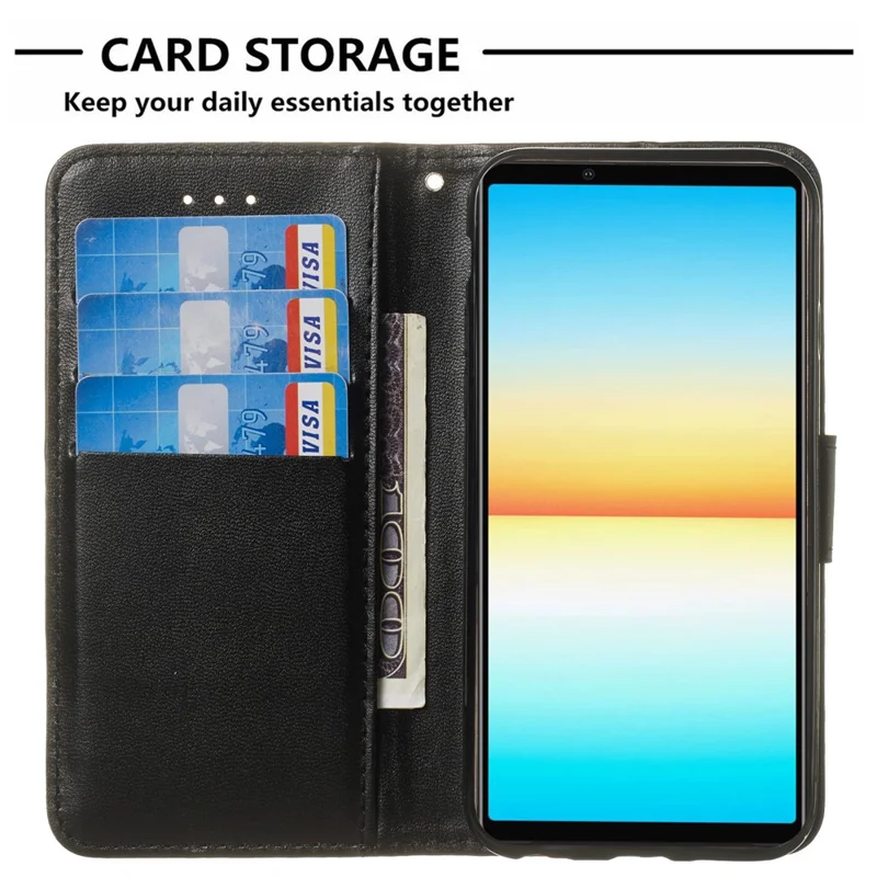 B40 For Sony Xperia 10 V Anti-Fingerprint Wallet Stand Phone Cover PU Leather Phone Case Shell - Black
