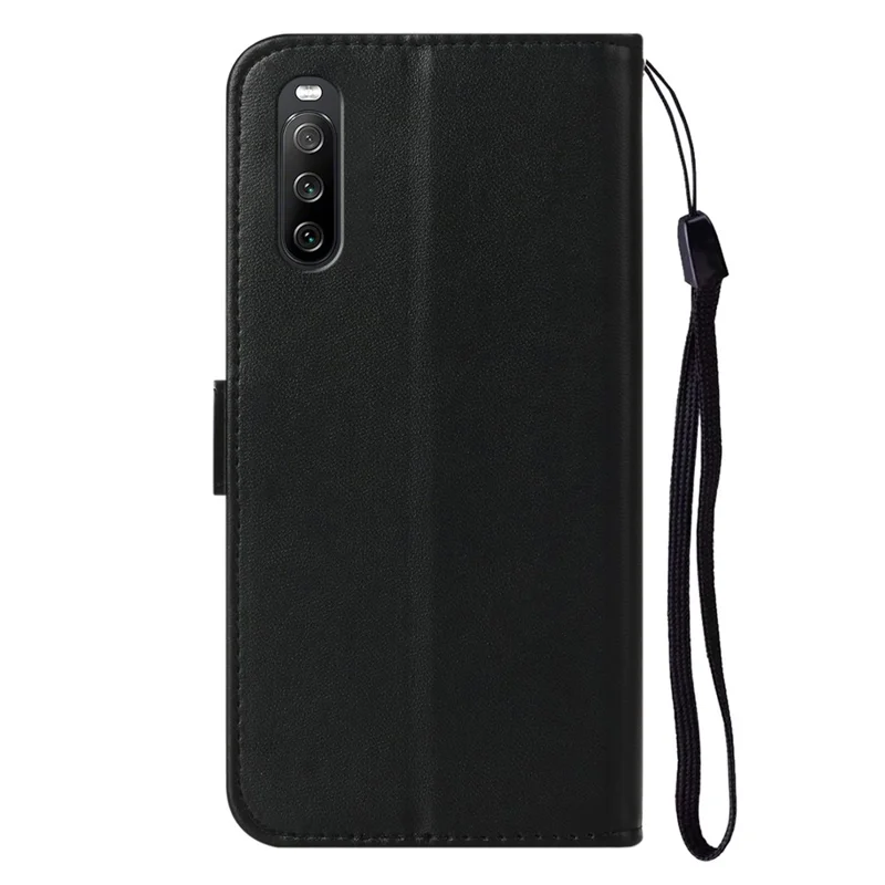 B40 For Sony Xperia 10 V Anti-Fingerprint Wallet Stand Phone Cover PU Leather Phone Case Shell - Black