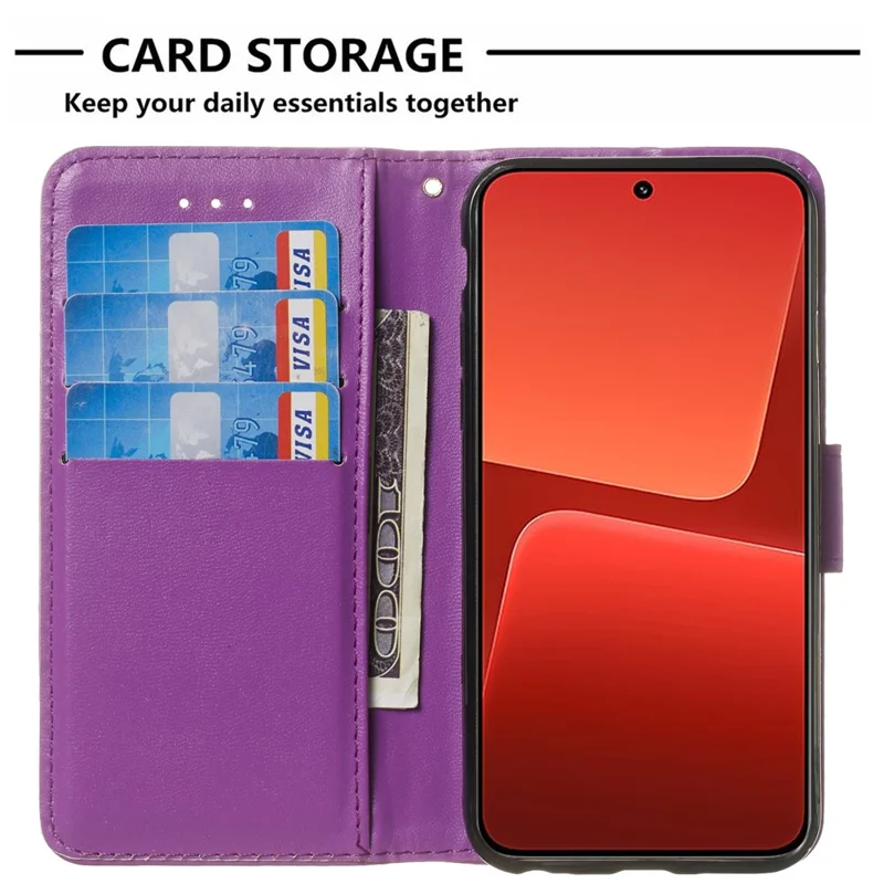 B40 Shockproof Phone Cover for Xiaomi 13 Pro 5G , PU Leather+TPU Wallet Stand Phone Case - Purple