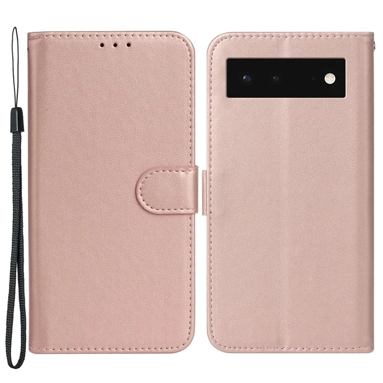 B40 For Google Pixel 6 Anti-Drop Wallet Phone Case PU Leather Magnetic Closure Phone Stand Cover - Rose Gold